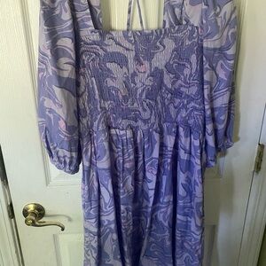 💕Purple Patterned Dress Ava & Vi size X -14w
